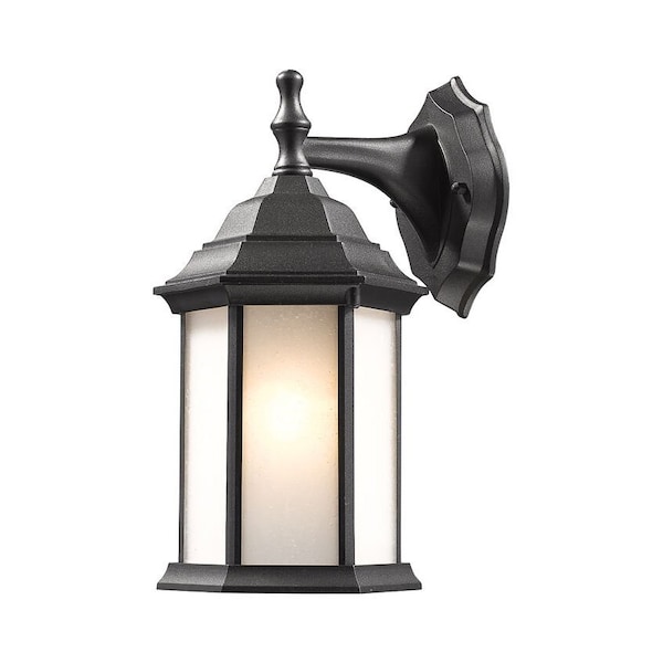 Z-Lite Waterdown 1 Light Outdoor Wall Light, Black And White Seedy T21-BK-F - main